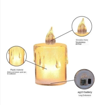 Pack of 3 LED Flameless Crystal Candlelight – Elegant, Safe & Realistic Mood Lighting