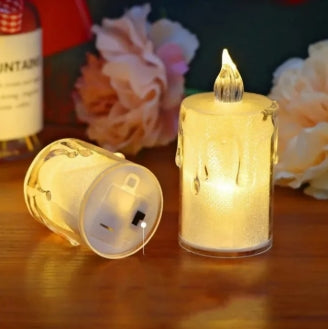 Pack of 3 LED Flameless Crystal Candlelight – Elegant, Safe & Realistic Mood Lighting