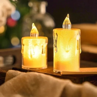 Pack of 3 LED Flameless Crystal Candlelight – Elegant, Safe & Realistic Mood Lighting
