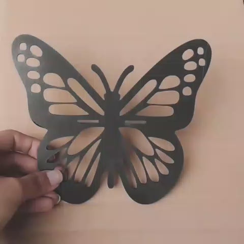 Wooden butterfly wall decor with LED candle light
