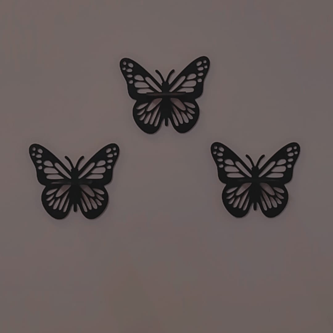 Wooden butterfly wall decor with LED candle light